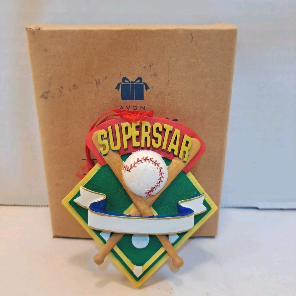 Avon Baseball Superstar Sports Holiday Ornament Multicolor Baseball